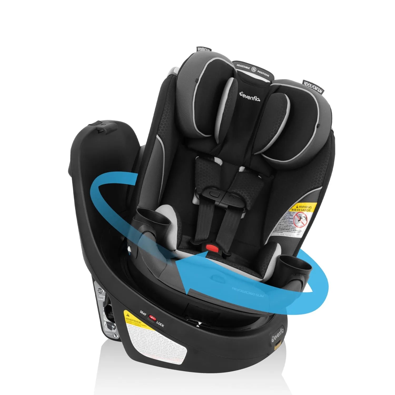 evenflo revolve360 slim 2-in-1 carseat canton black