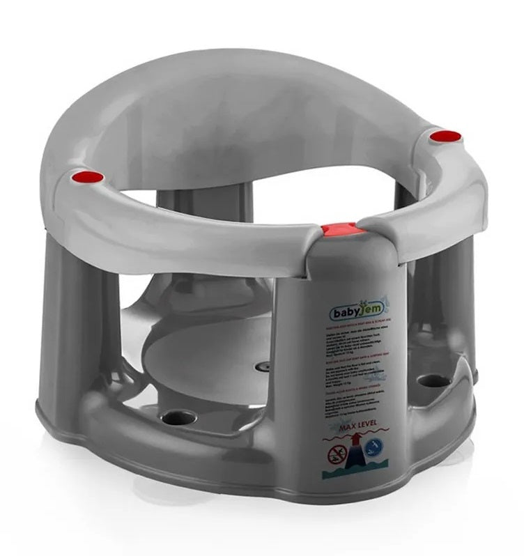 babyjem non slip baby bath seat front opening grey bath support