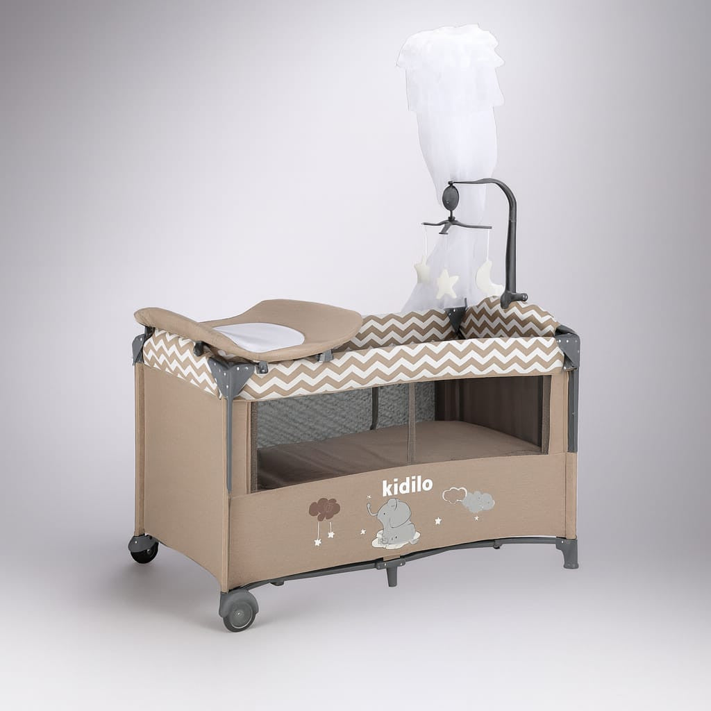 Kidilo 3-in-1 Portable Baby Playard with Bassinet & Next-to-Me Bed