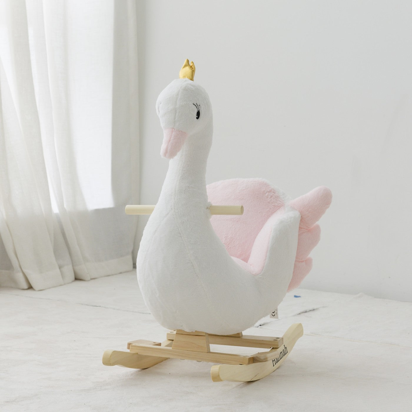 wellgro monodi swan wooden rocking toy baby rocker