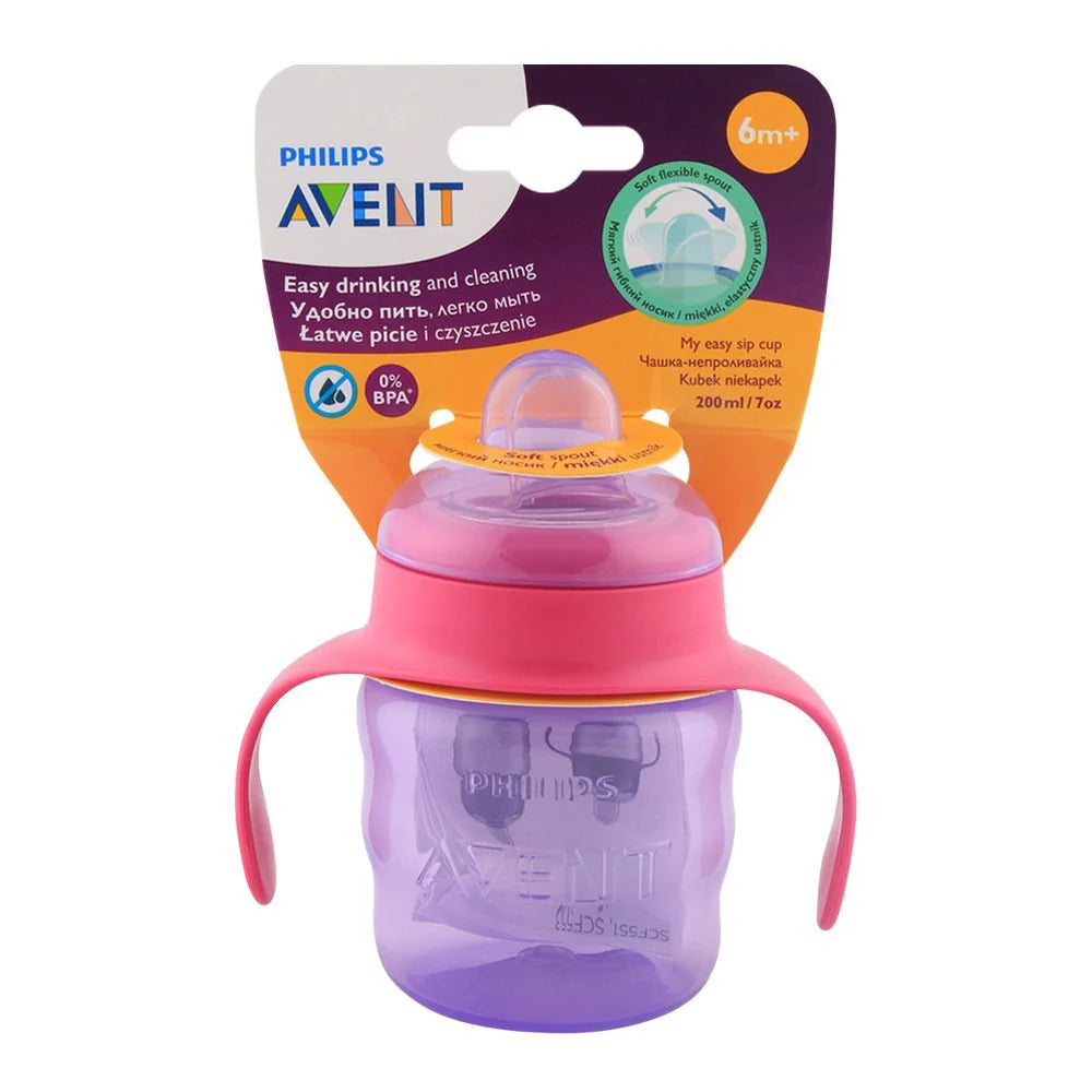 philips avent easy sip cup 200ml pink toddler training cup