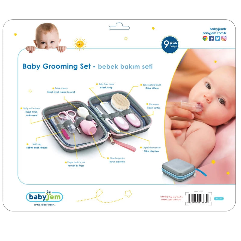 Babyjem 9-in-1 Baby Care Set – Newborn Grooming Kit with Bag