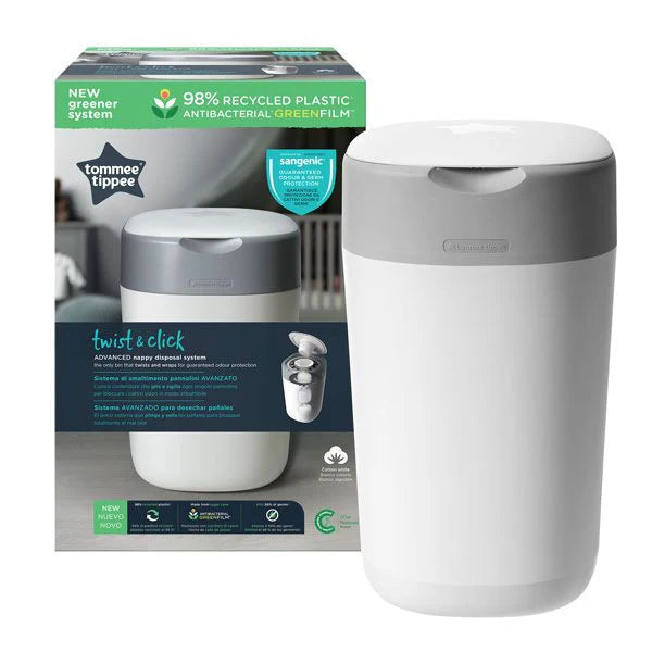 tommee tippee twist and click nappy disposal bin white