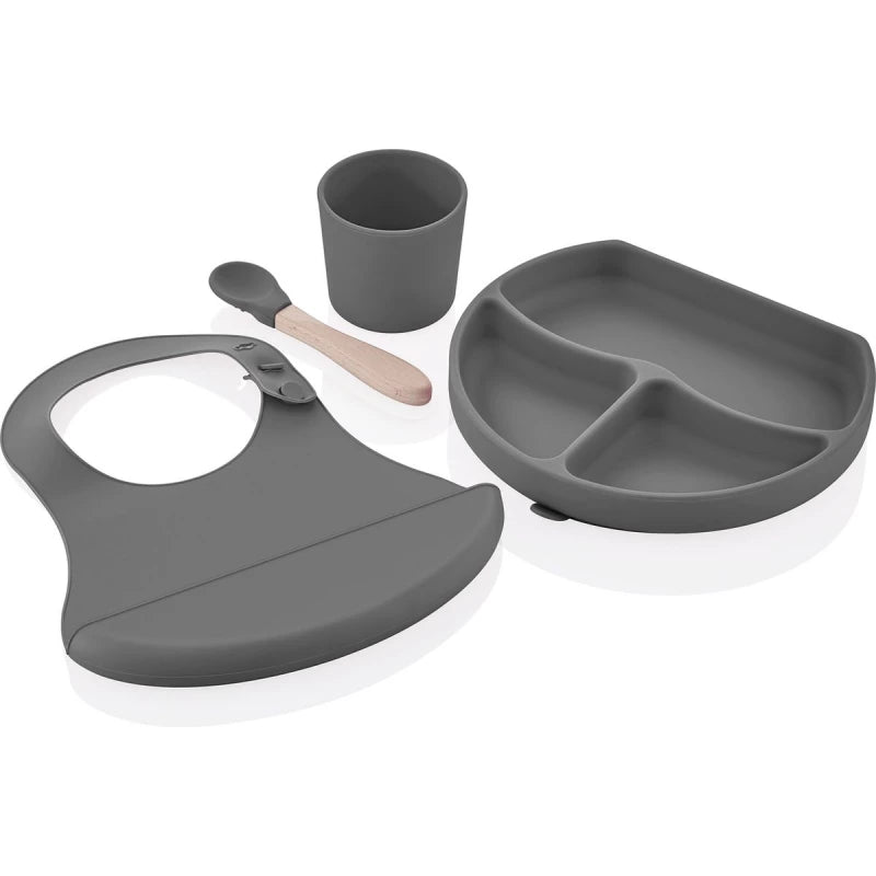 babyjem silicon feeding set grey