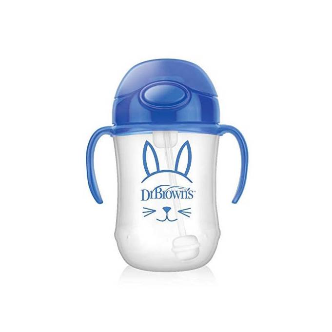 dr browns straw cup 270ml blue toddler training cup