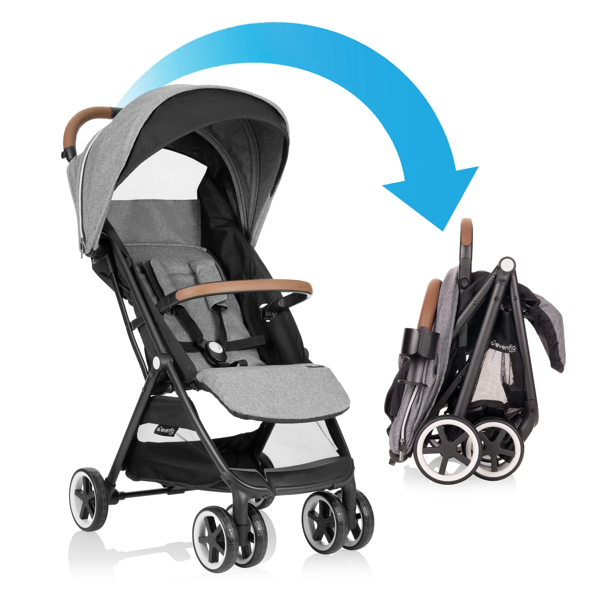 evenflo gold otto self-folding travel stroller moonstone gray