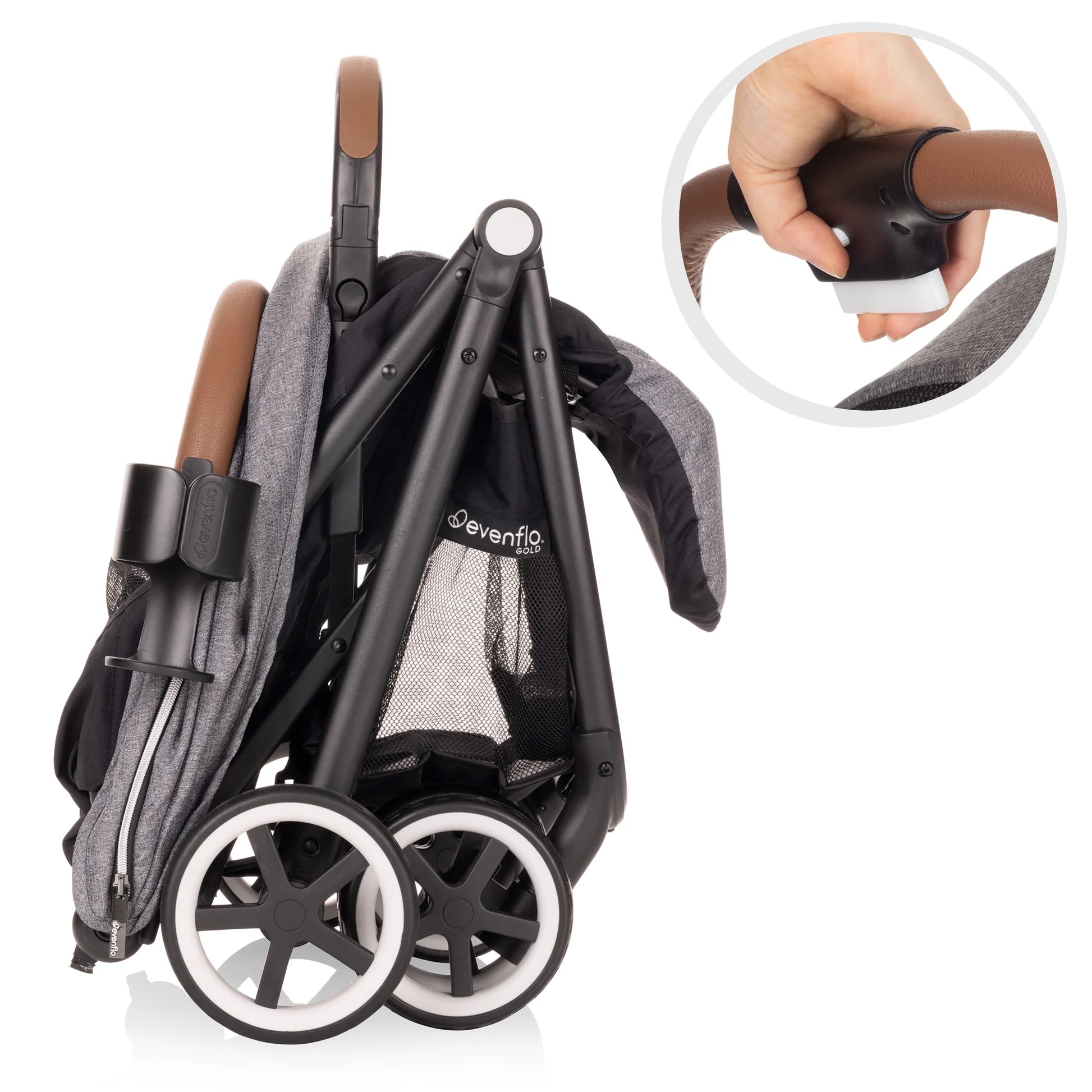 evenflo gold otto self-folding travel stroller moonstone gray