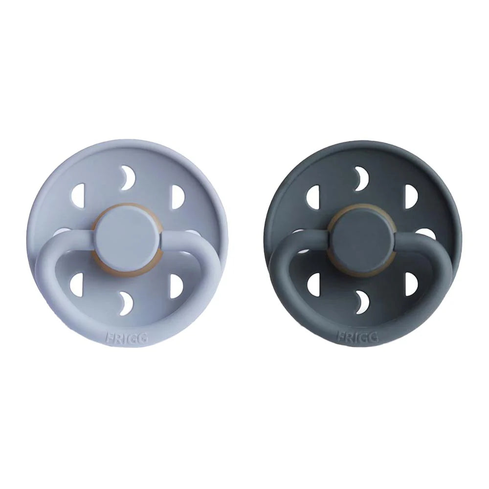 frigg moon phase latex  pacifier 0-6m 2-pack powder blue*slate