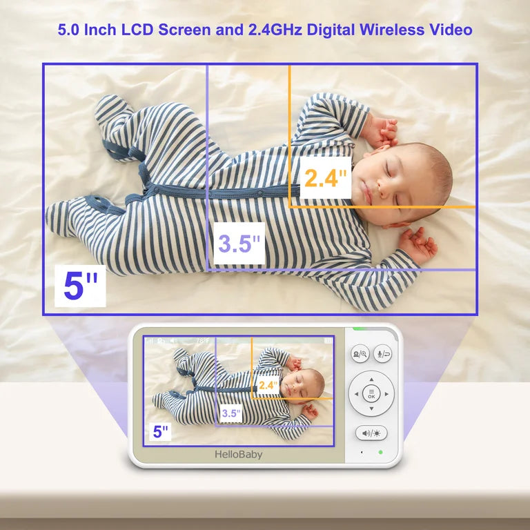 hello baby video baby monitor 5 inch screen wireless baby monitor