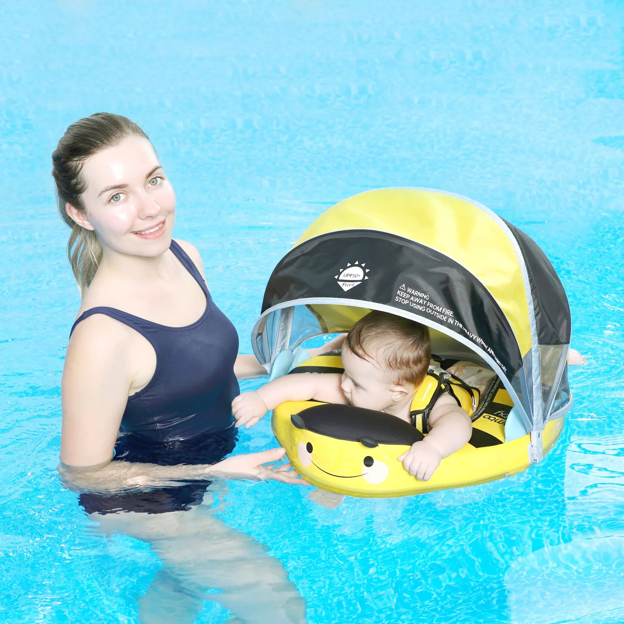 Mambobaby Non-Inflatable Chest Baby Float with Canopy - Bee