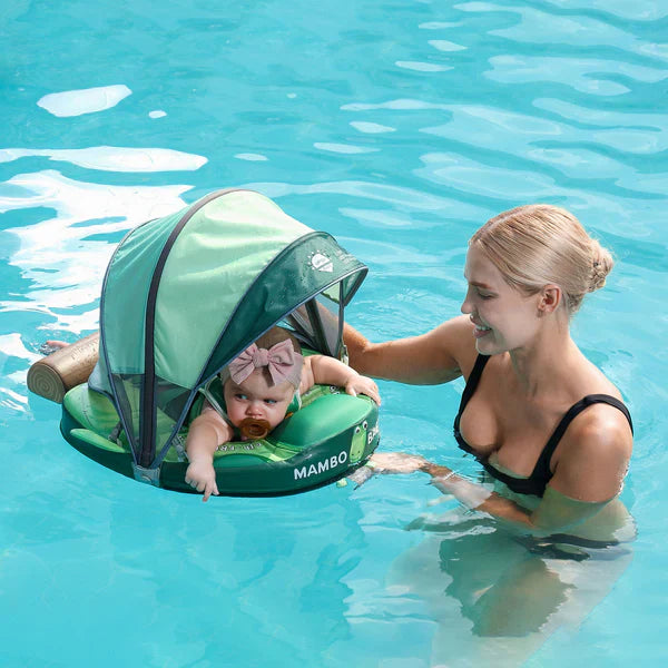 Mambobaby Non-Inflatable Chest Baby Float with Canopy - Crocodile