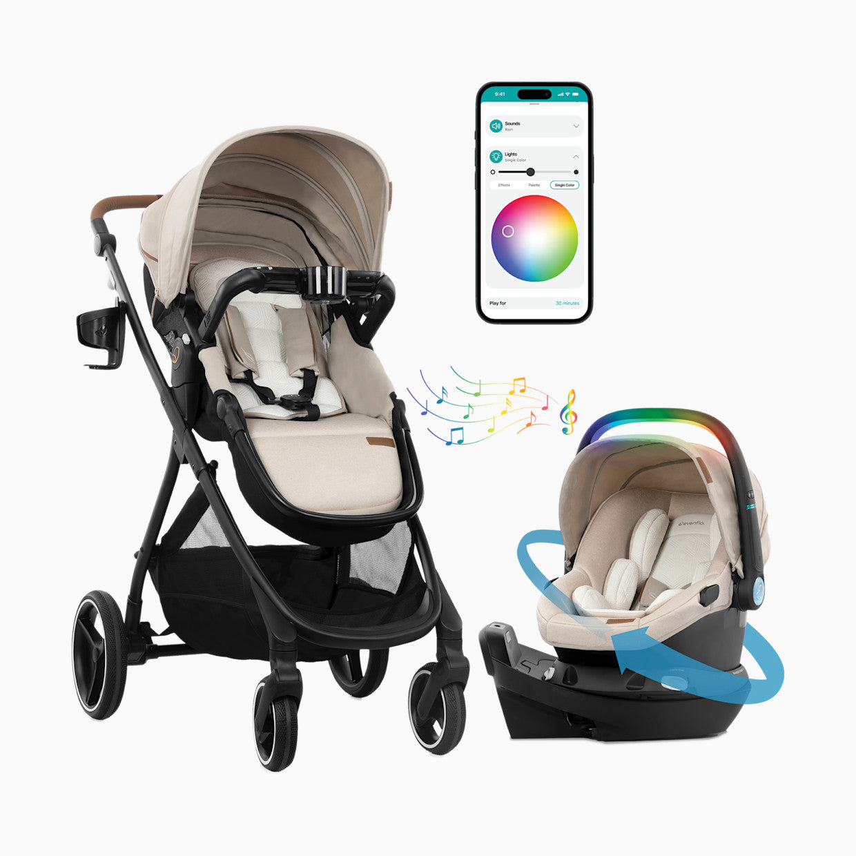 Evenflo Shyft Intuiti+ Travel System with Revolve180 LiteMax NXT Rotating Infant Car Seat