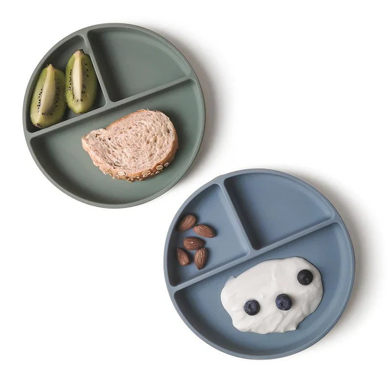 Moonkie Silicone Suction Plates with Lid – Divided Toddler Plate (2 pack)