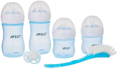 philips avent natural newborn gift set 6 piece blue baby bottle set