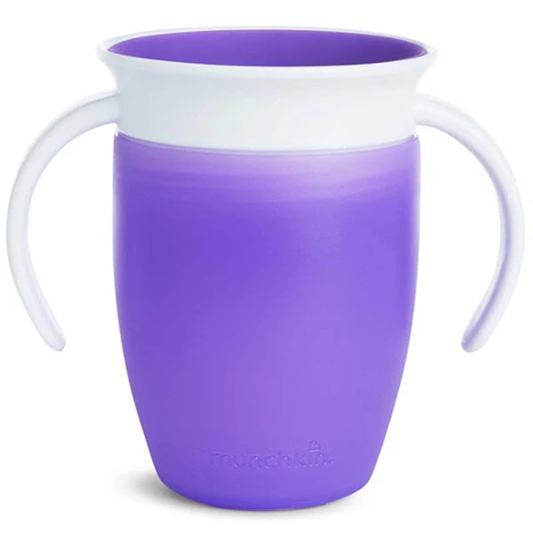 munchkin 7oz purple miracle trainer cup with lid