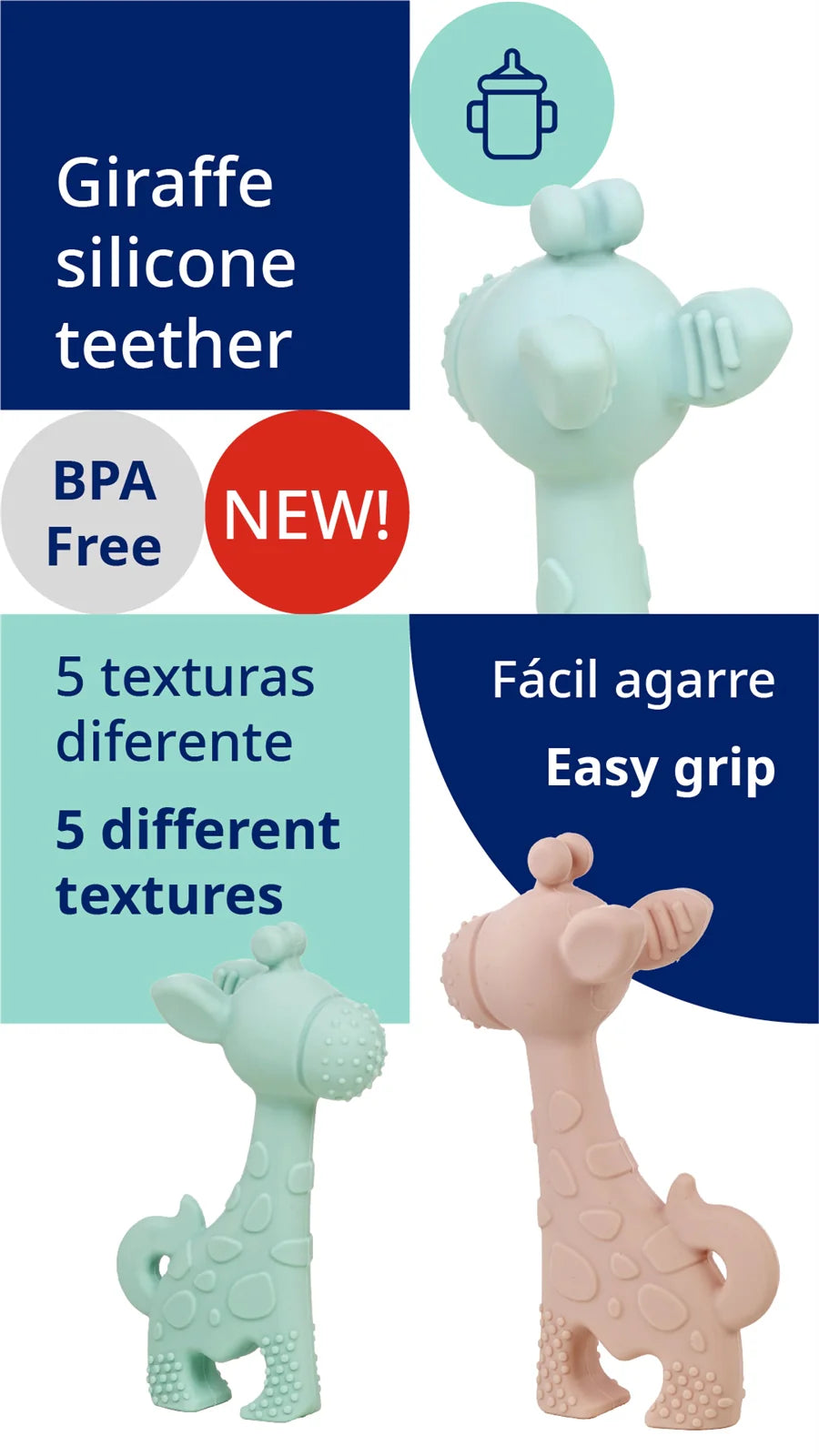 jane silicone giraffe baby teether mint soothing teether