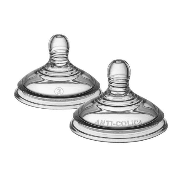 tommee tippee anti colic bottle teats 6m+ 2 pack