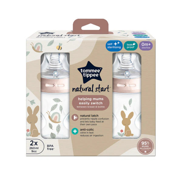 tommee tippee  2x 260 claser to nature bottle 0m+