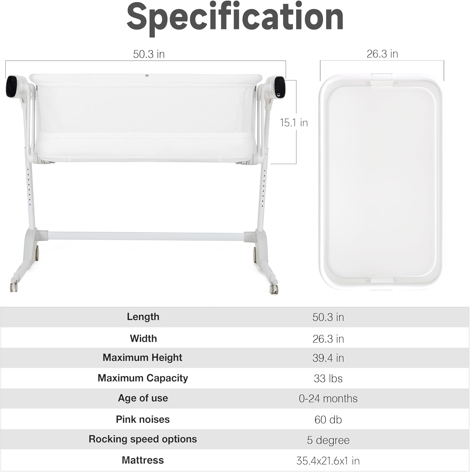 Miila Nova Smart Soothing Bassinet – 2-in-1 Baby Bassinet & Playpen