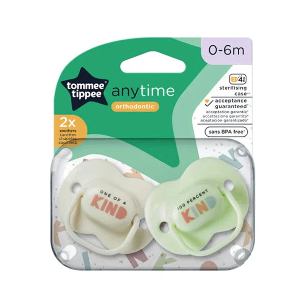 tommee tippee anytime soothers 0-6m 2 pack orthodontic pacifier