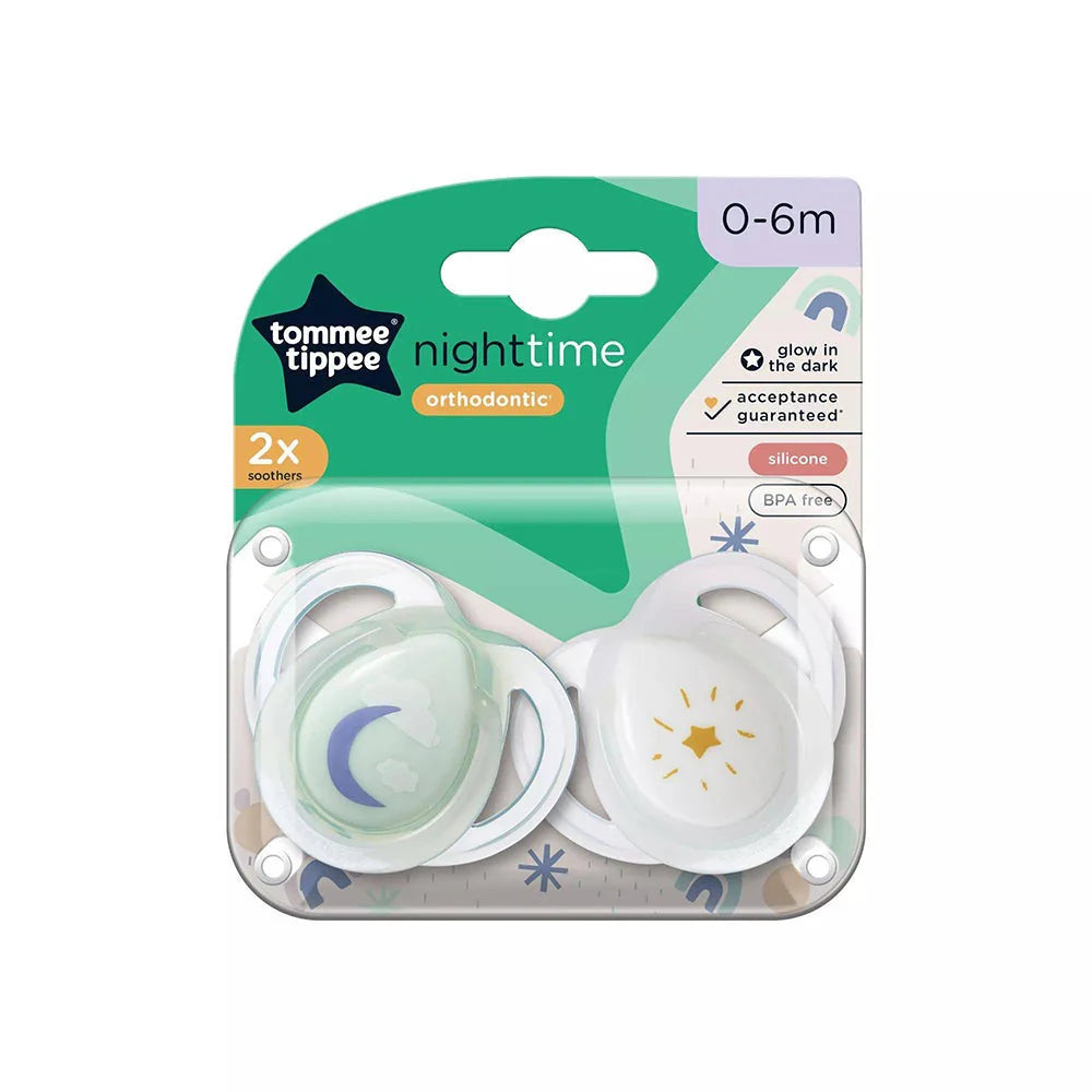 tommee tippee night soothers 0-6m 2 pack glow in the dark