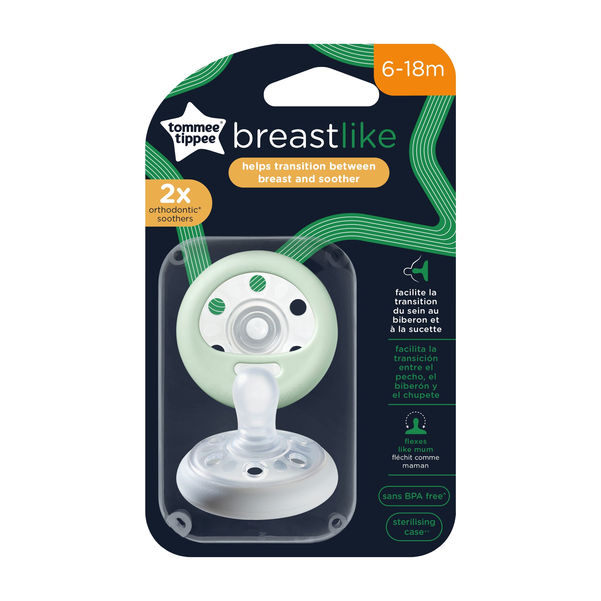 tommee tippee breast like soothers 6-18m 2 pack pacifier