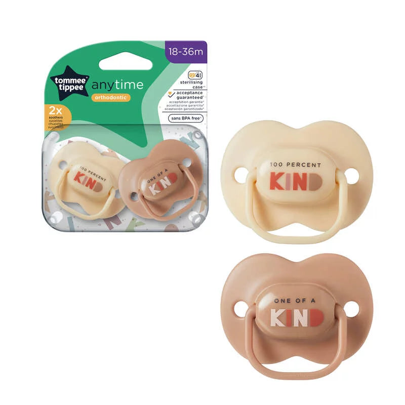 tommee tippee anytime soothers 18-36m 2 pack orthodontic pacifier