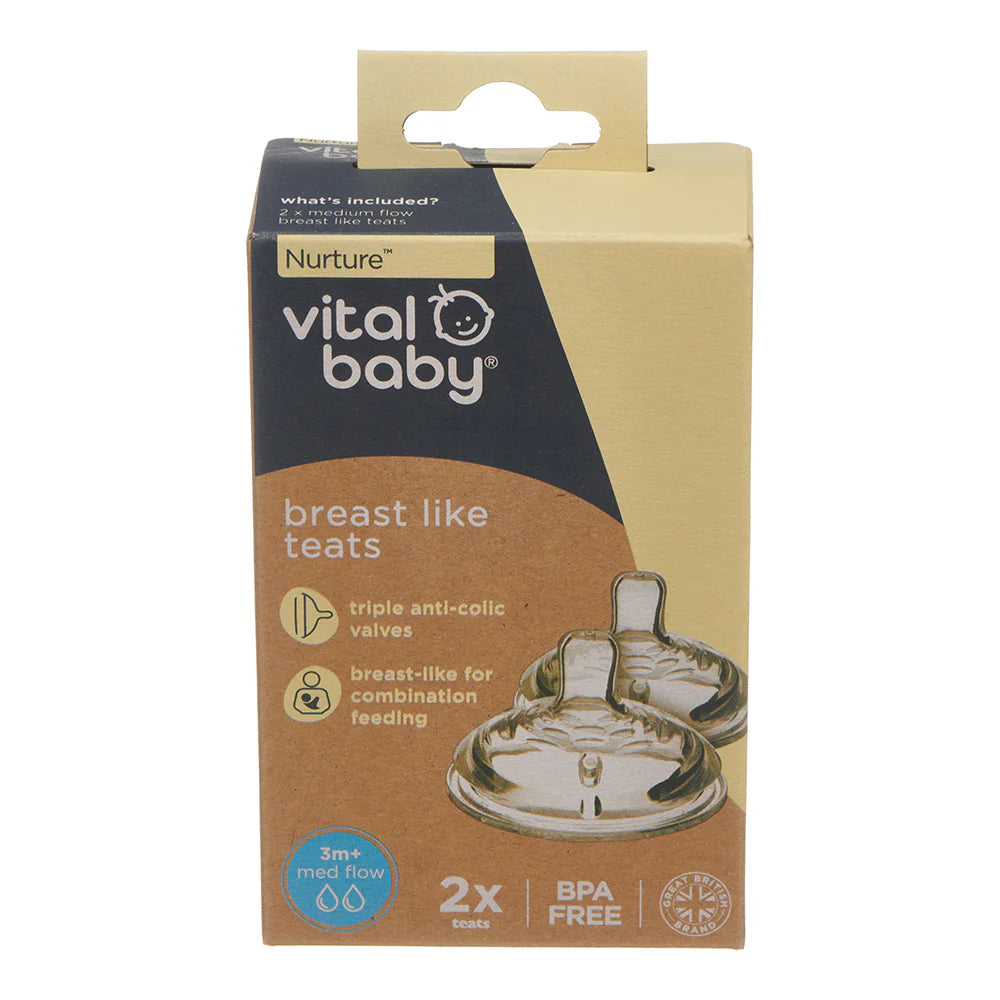 vital baby bottle teats with anti colic valves and breast like design