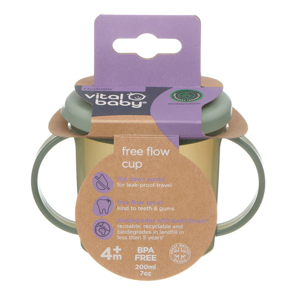 vital baby hydrate free flow baby cup spill free training cup – moss