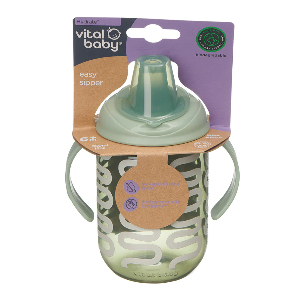 vital baby easy sipper cup 350ml toddler training cup – moss