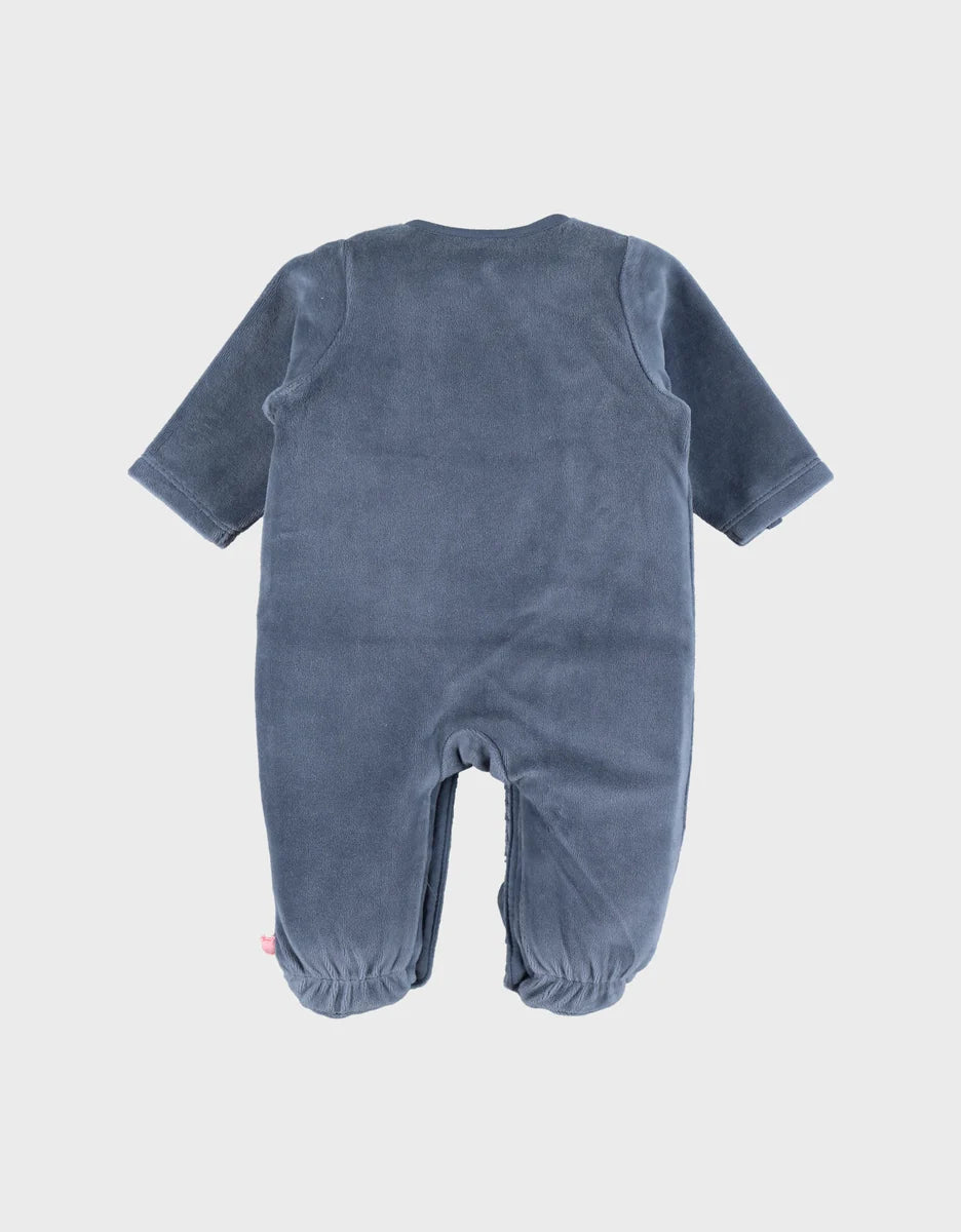 Noukie’s Jungle Blue Velour Baby Pajamas – Cozy & Comfortable