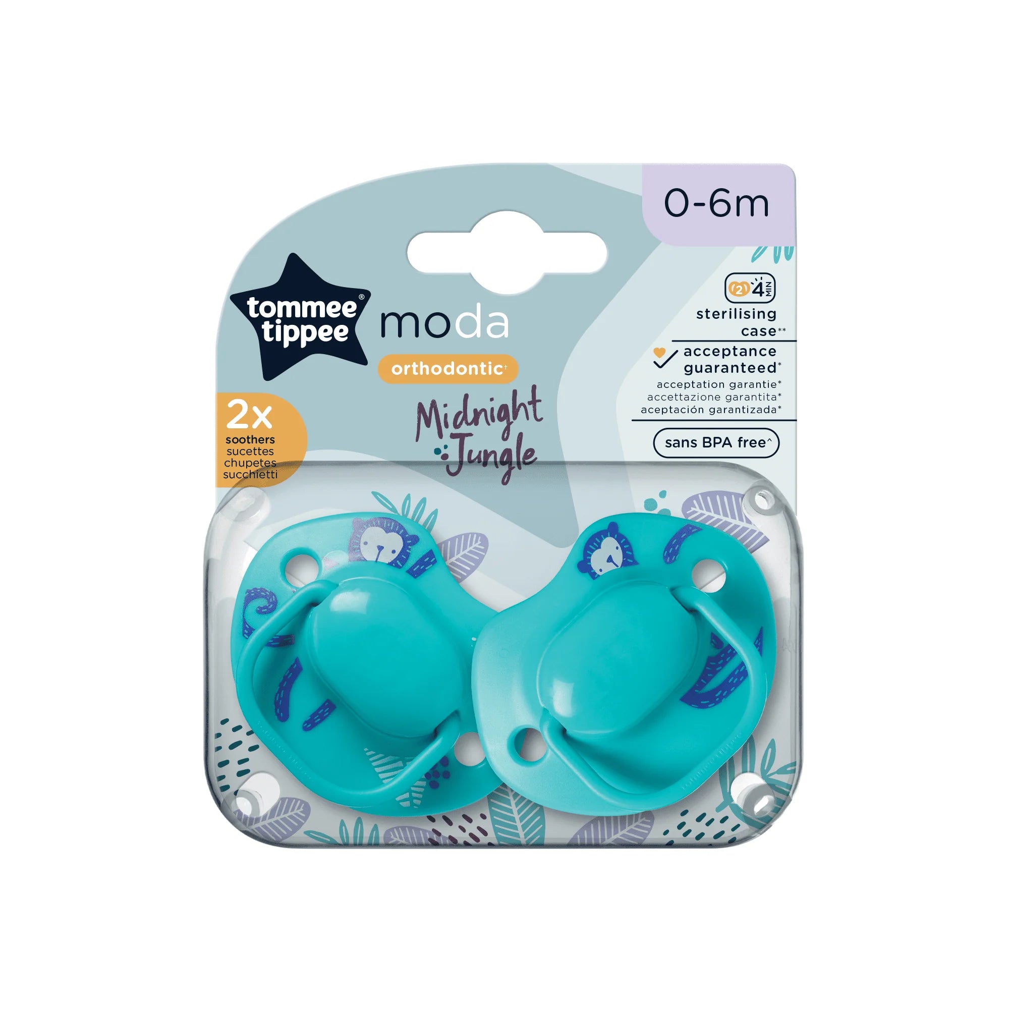 tommee tippee moda soothers 0-6m 2 pack orthodontic pacifier