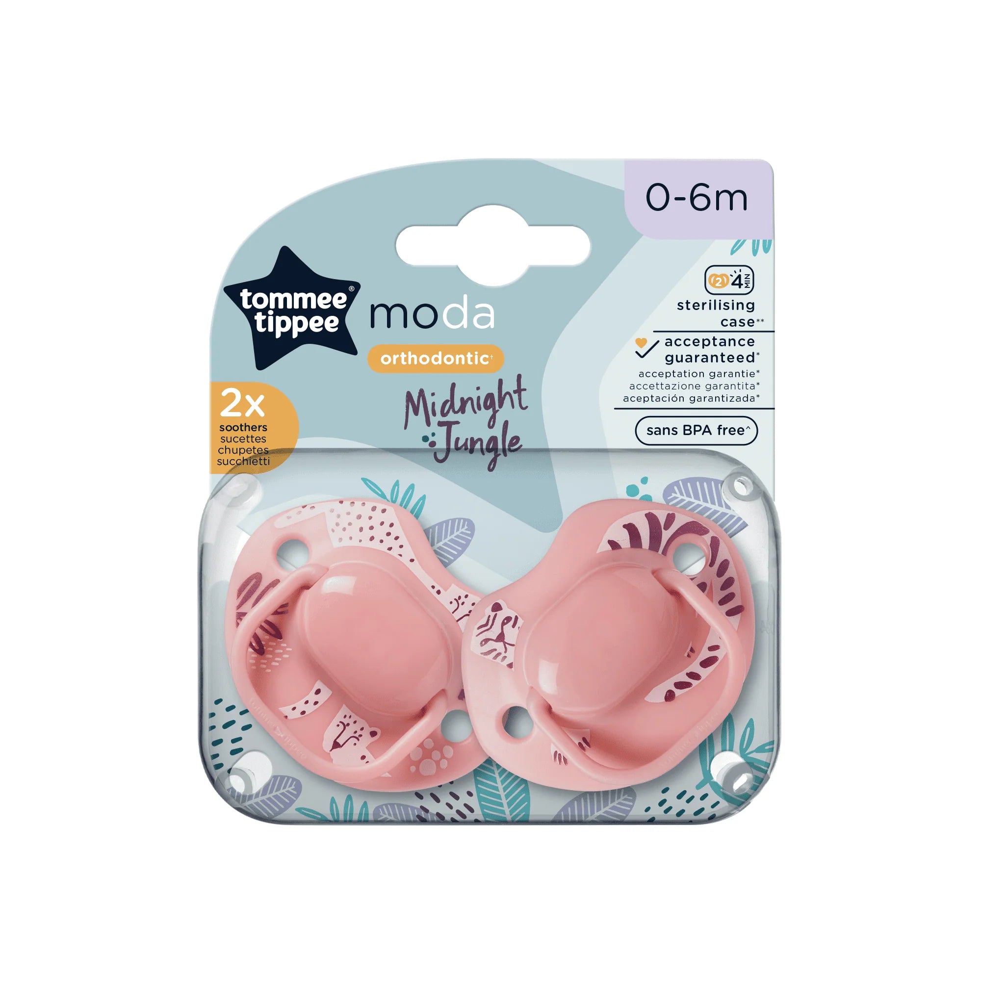 tommee tippee moda soothers 0-6m 2 pack orthodontic pacifier