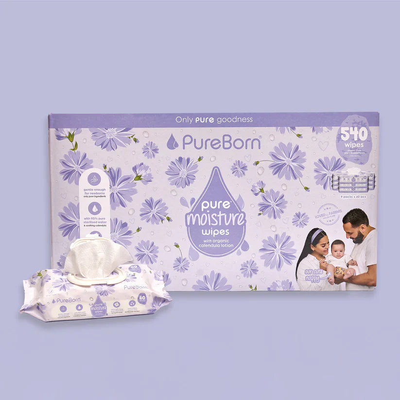 Pureborn Pure Moisture Wipes With Organic Calendula Lotion - 60 PCS