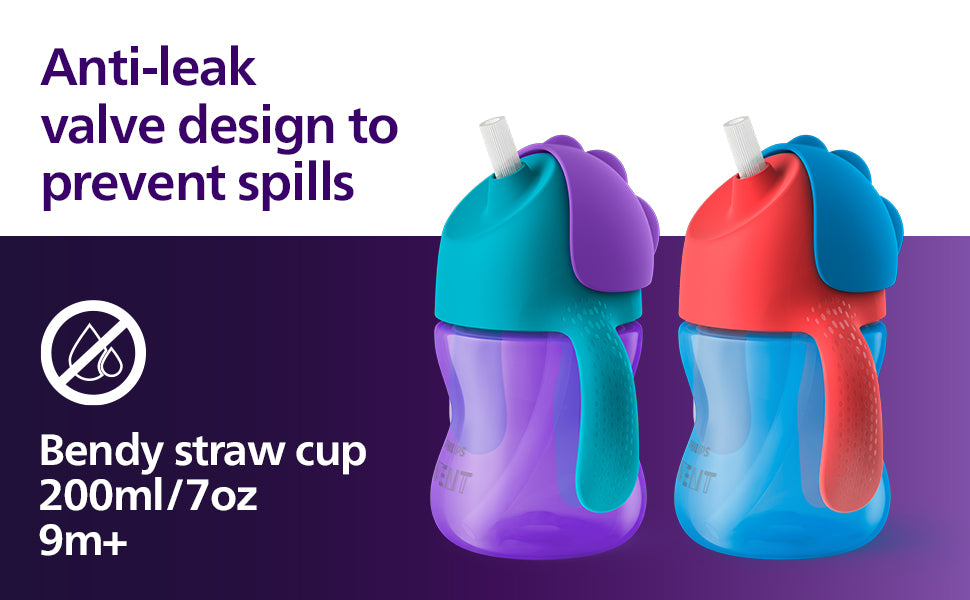 philips avent bendy straw cup 200ml 9m+ toddler training cup