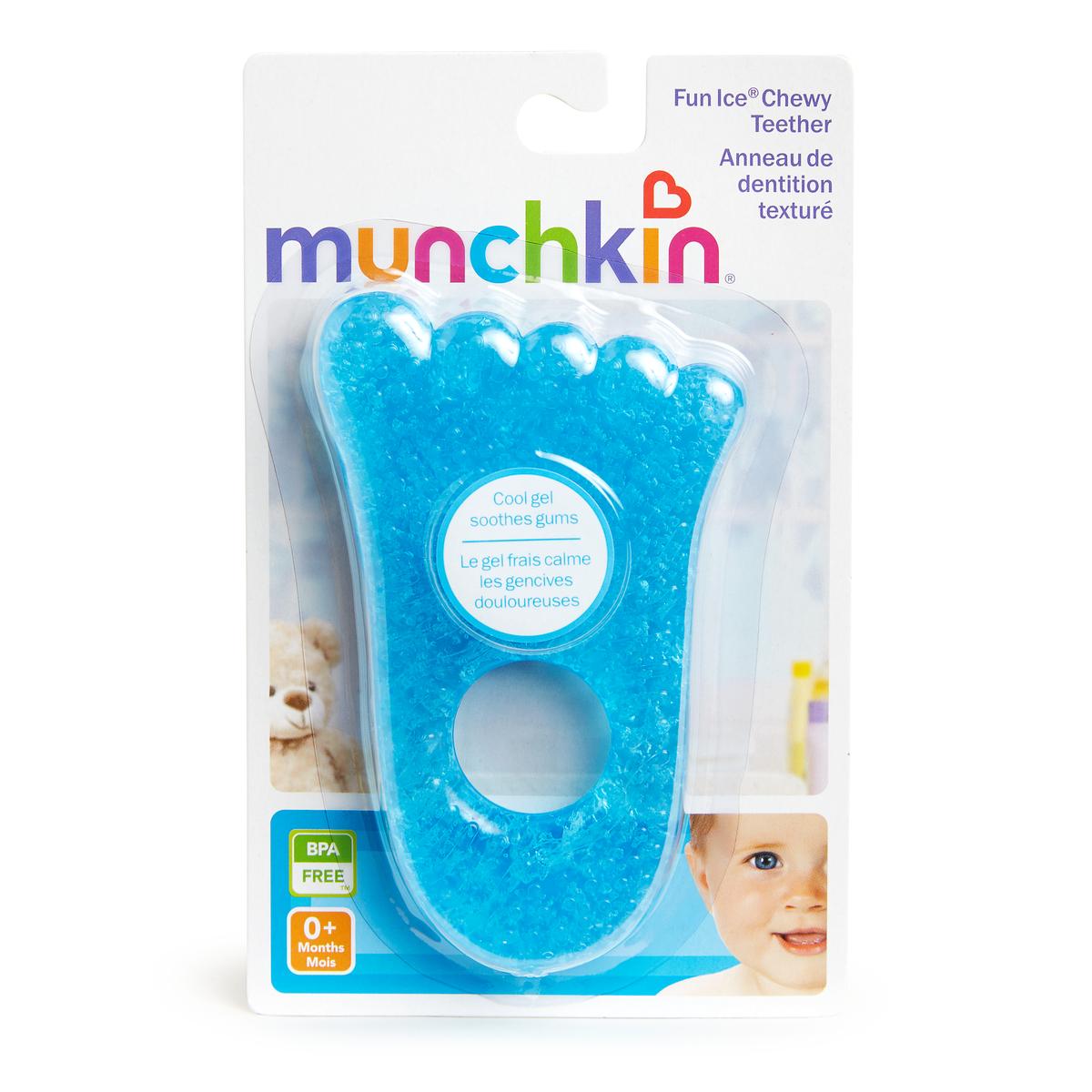 munchkin ice chewy teether foot blue