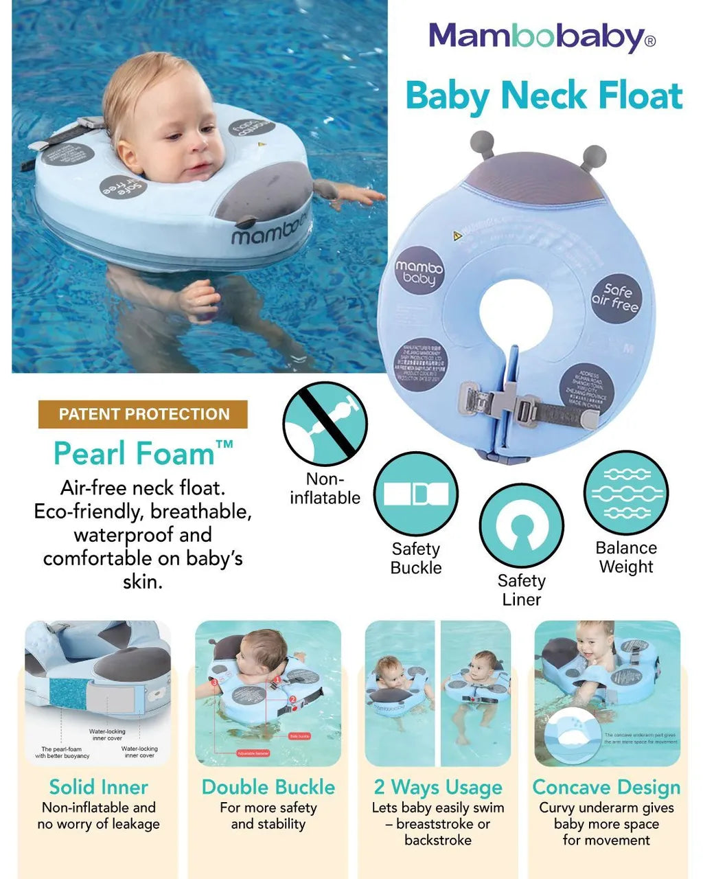 Mambobaby Baby Float Ring Neck - Ladybird