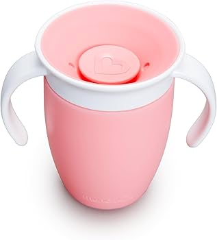 munchkin trainer cup with lid 7oz pink toddler training cup