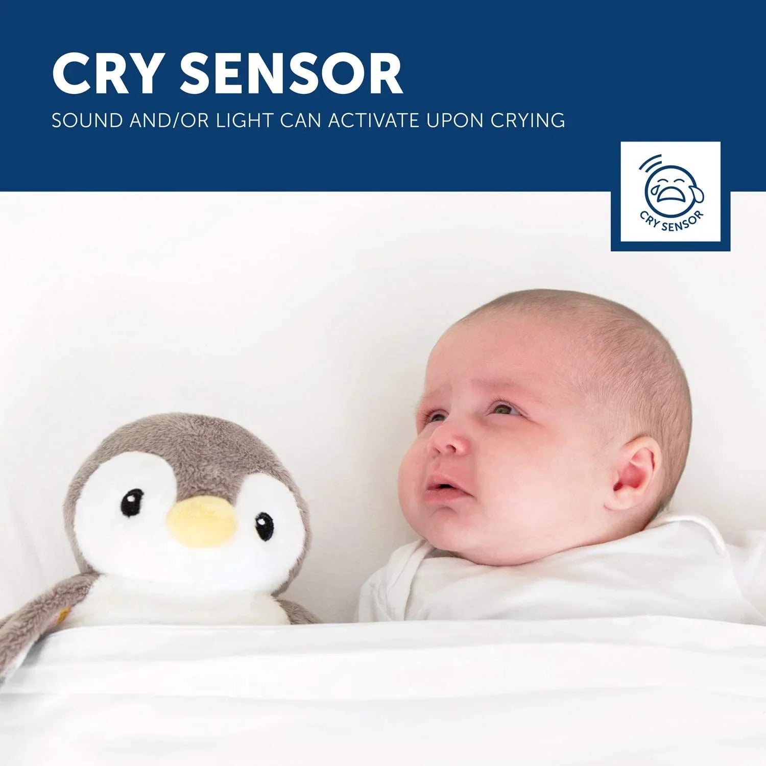 zazu phoebe penguin plush sleep soother with sound machine and night light