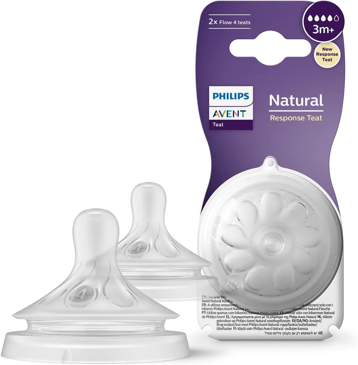 philips avent natural bottle teats medium flow 3m+ 2 pack