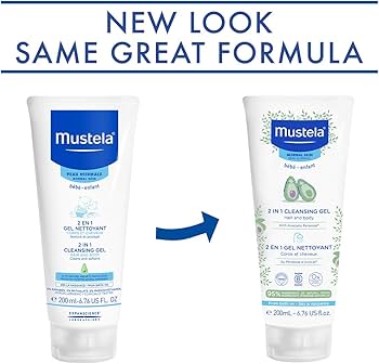 mustela 2 in 1 hair and body wash 200ml baby shampoo and wash