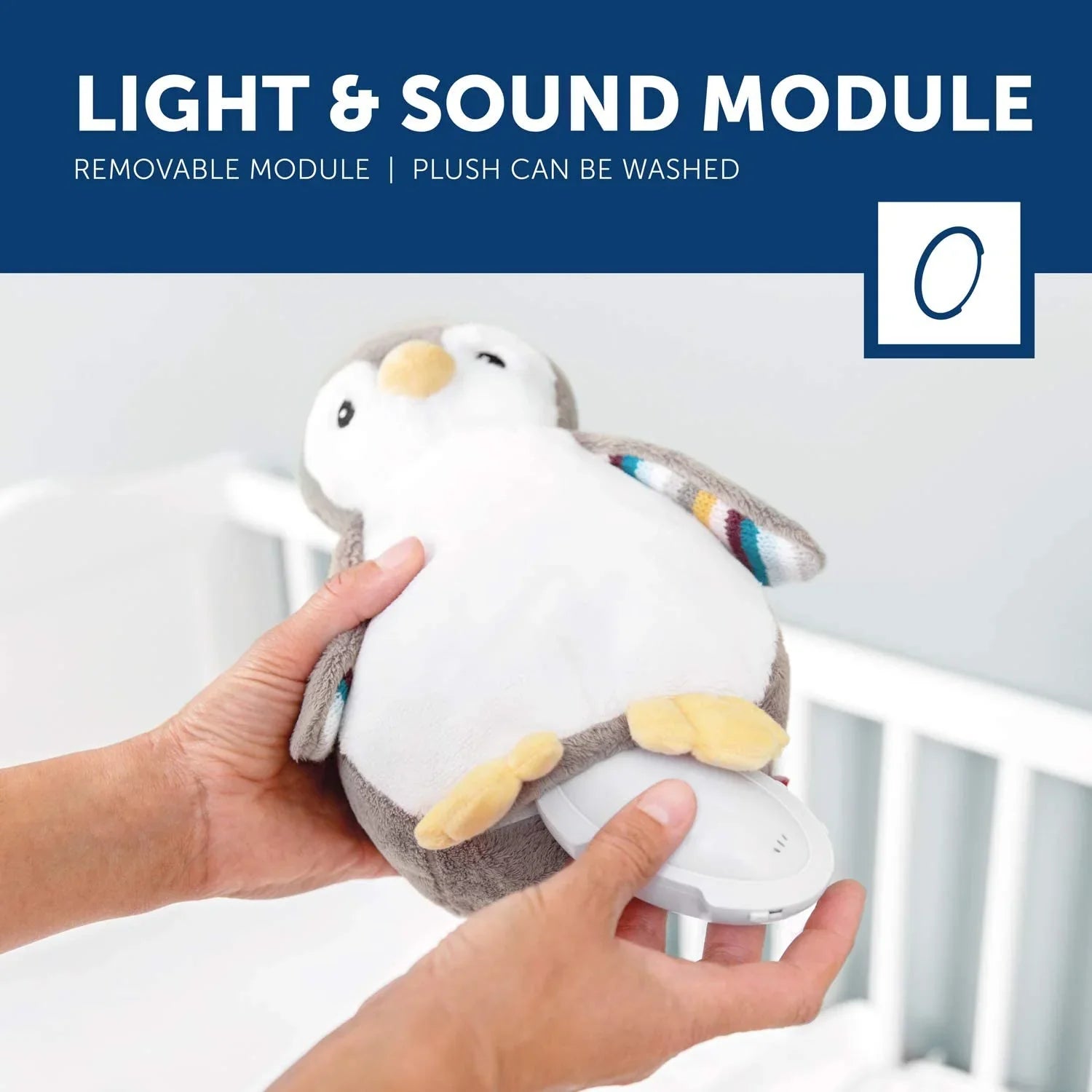 zazu phoebe penguin plush sleep soother with sound machine and night light
