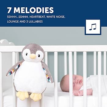 zazu phoebe penguin plush sleep soother with sound machine and night light