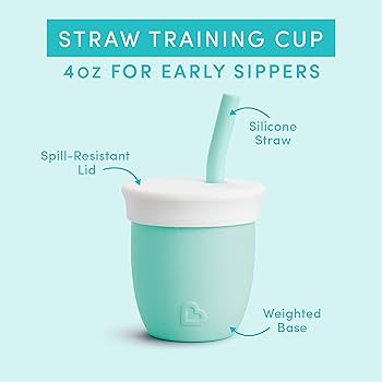 munchkin silicone training cup with straw mint 4oz toddler cup