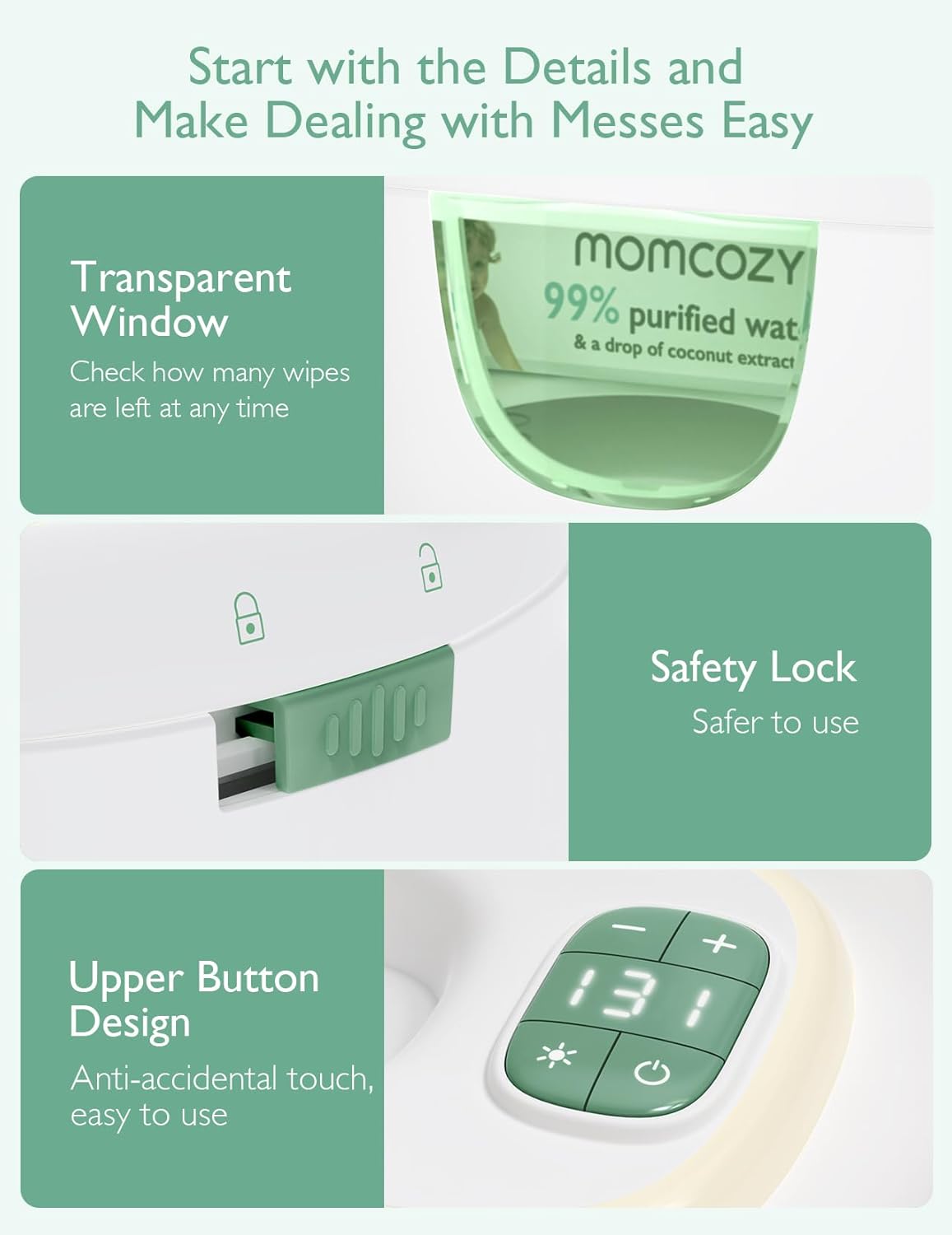 Momcozy Smart Baby Wipe Warmer – Top-Heating Dispenser with Built-in Night Light