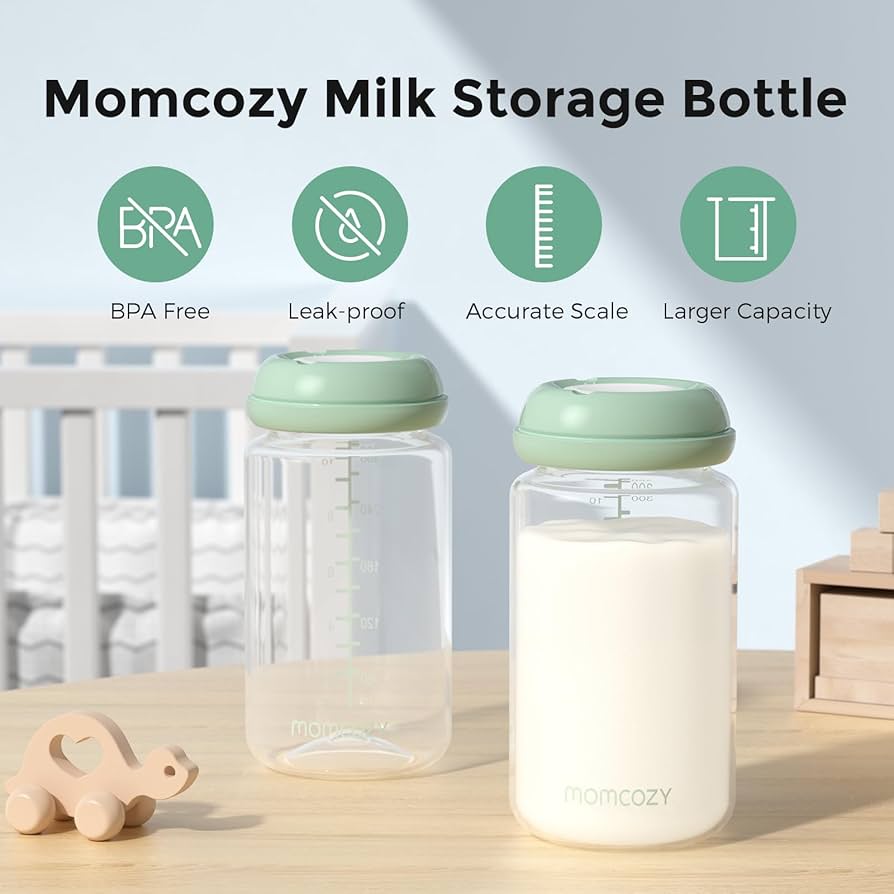 momcozy natural baby bottle 11oz wide-neck breast milk container*4