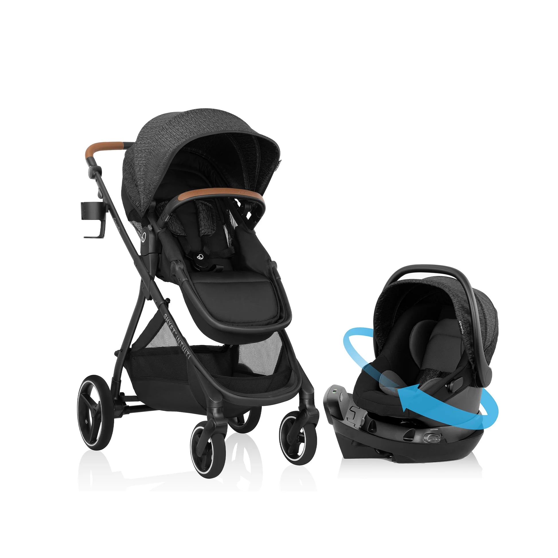 evenflo shyft intuiti travel system black shale