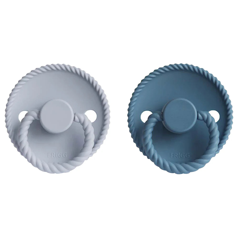 frigg rope silicone  pacifier 0-6m 2-pack ocean view*powde r blu x
