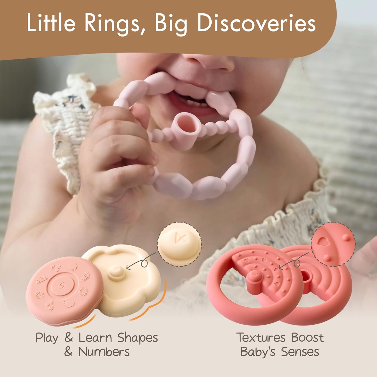 Bunny Silicone Baby Stacking Toy – 7 Piece Montessori Teething