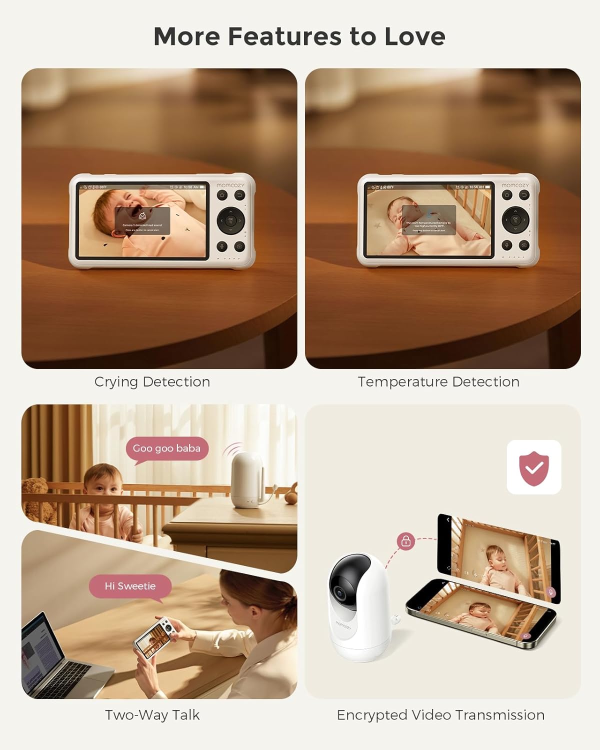 Momcozy Smart 1080P Baby Monitor with WiFi & Handheld Parent Unit – Secure 2-Way Talk & Night Vision
